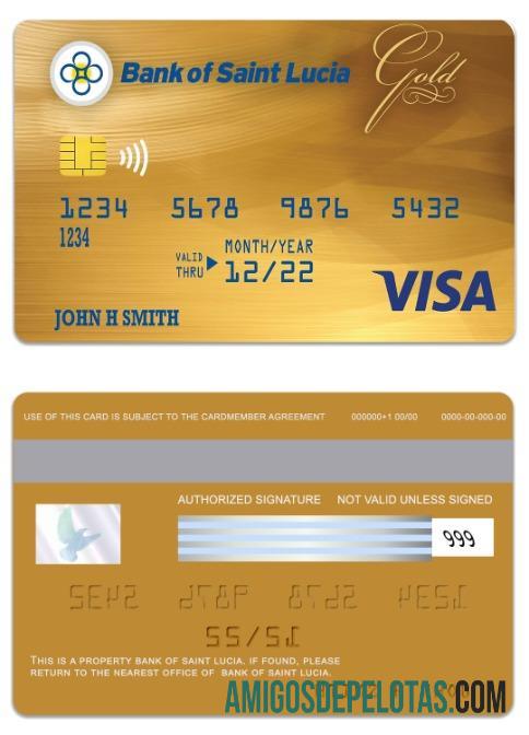 Cartão Visa Gold do Banco de Santa Lúcia de Santa Lúcia baixar para verificação